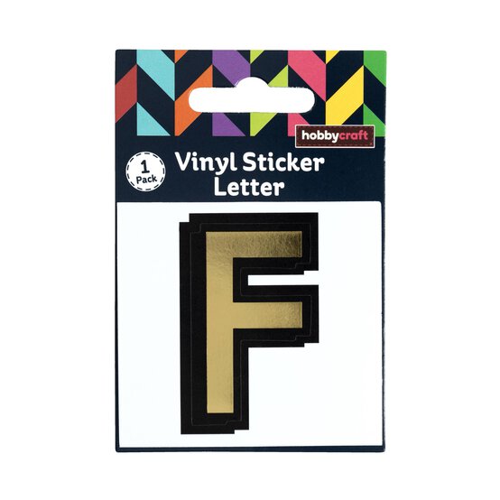 Black and Gold Vinyl Letter F Sticker 5cm image number 5