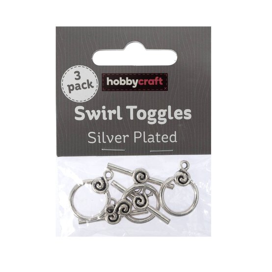 Silver-Plated Swirl Toggle Clasps 15mm 3 Pack image number 2