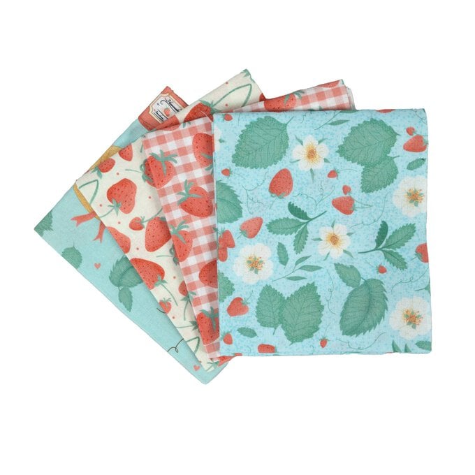 Strawberry Picking Cotton Fat Quarters 4 Pack image number 1