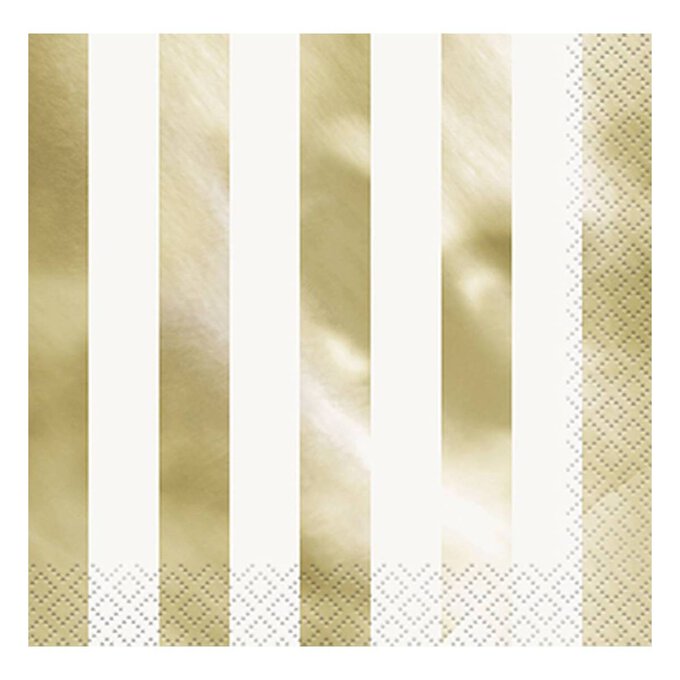 Gold Foil Stripe Napkins 16 Pack image number 1