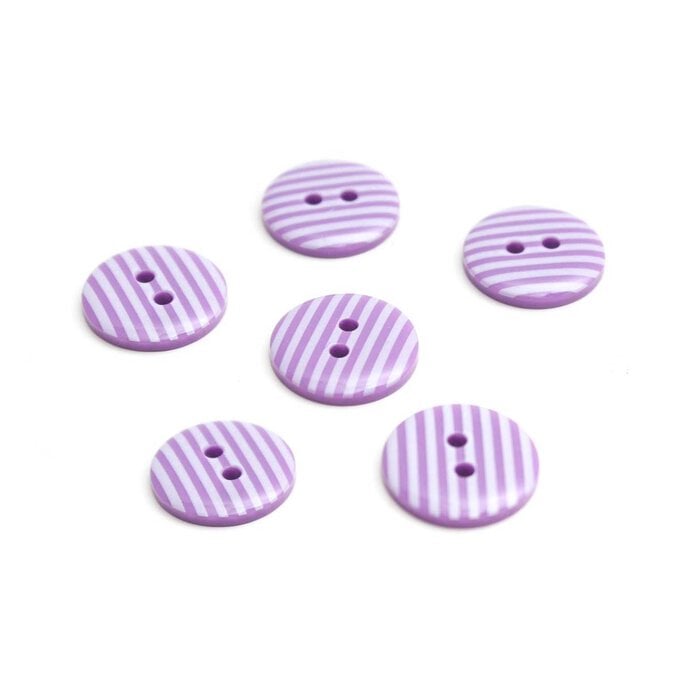 Hemline Lavender Striped Buttons 15mm 6 Pack image number 1