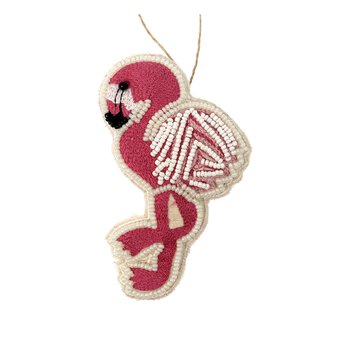 Hanging Beaded Flamingo Decoration 11cm