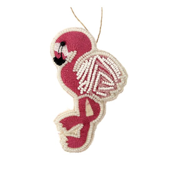 Hanging Beaded Flamingo Decoration 11cm image number 2