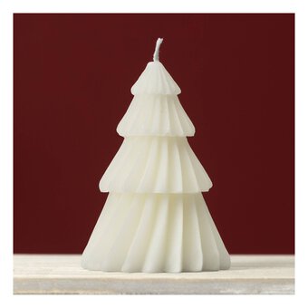 Cream Christmas Tree Candle 11.5cm 