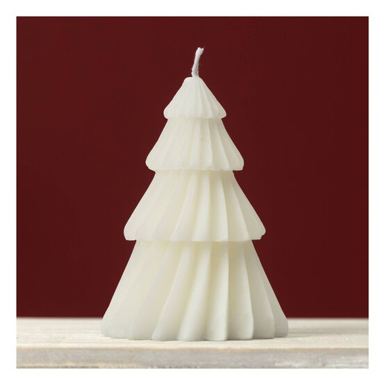 Cream Christmas Tree Candle 11.5cm  image number 1
