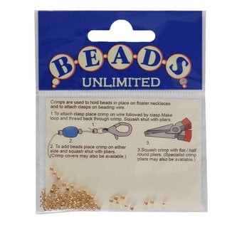 Beads Unlimited Gold Plated Crimps 2mm 70 Pack