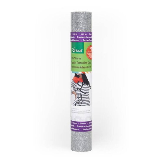 Cricut Silver Glitter Iron-On 12 x 19 Inches image number 1