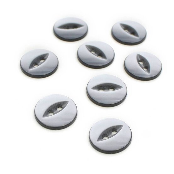 Hemline Grey Basic Fish Eye Button 8 Pack image number 1