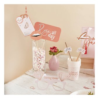 Pink and Rose Gold Hen Party Photo Booth Props 10 Pack