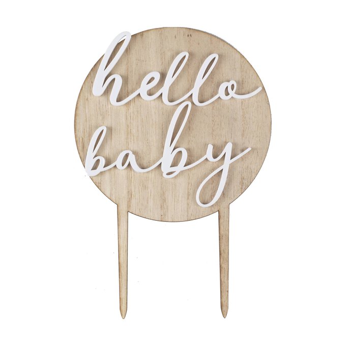 Ginger Ray Hello Baby Wooden Cake Topper image number 1