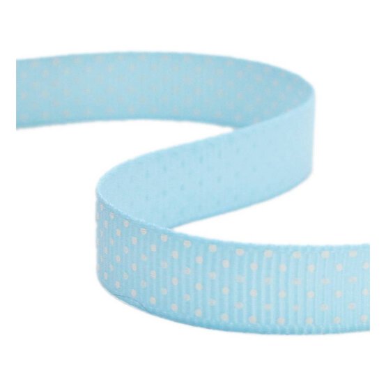 Blue Polka Dot Grosgrain Ribbon 10mm x 5m image number 1