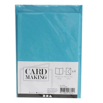 Pearlescent Blue Cards and Envelopes A6 4 Pack