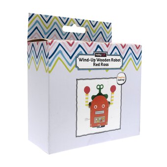 Wind-Up Wooden Robot Red Ross