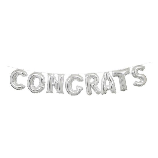 Silver Congrats Balloon Banner image number 1