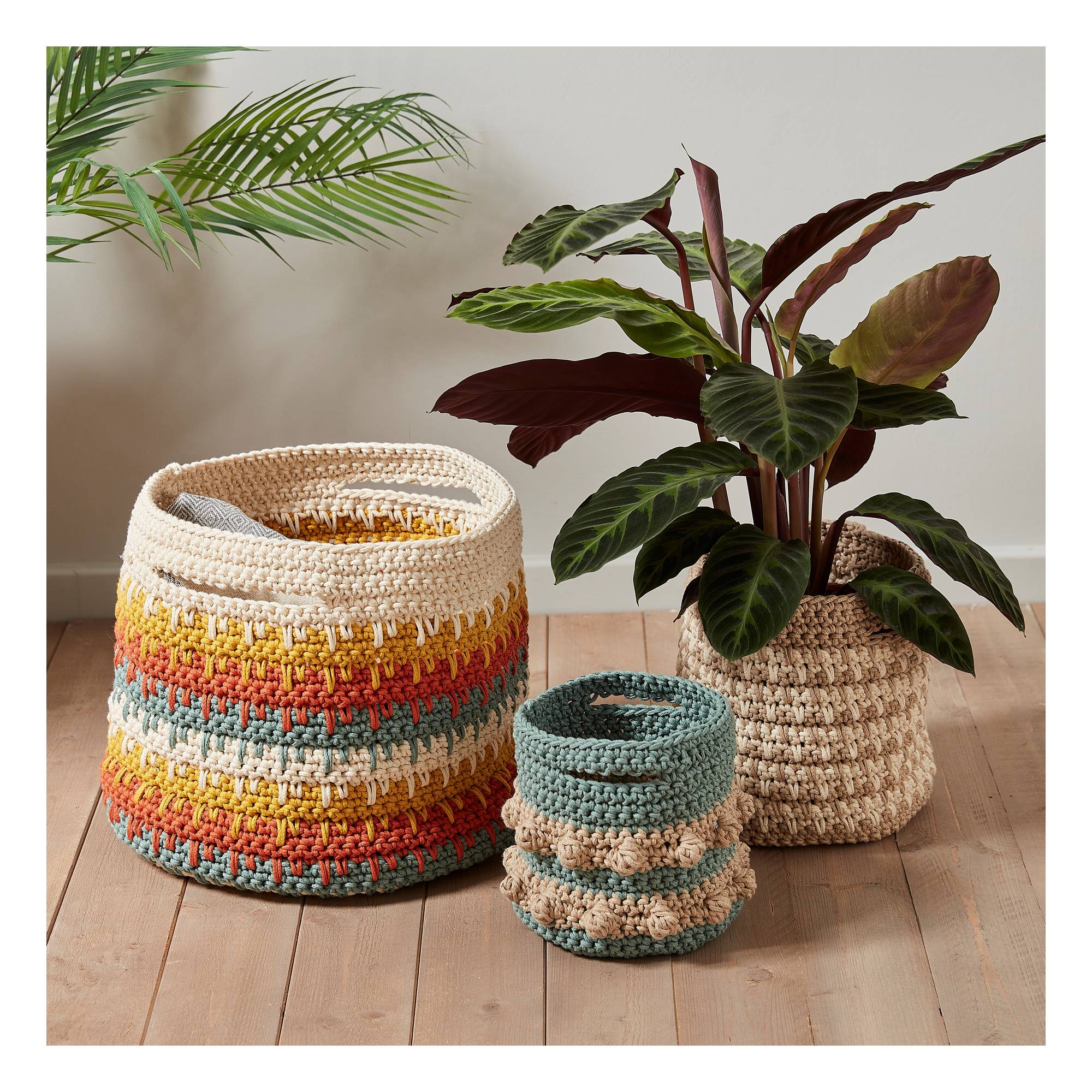 Knitcraft Crochet Textured Baskets Digital Pattern 0291 Hobbycraft