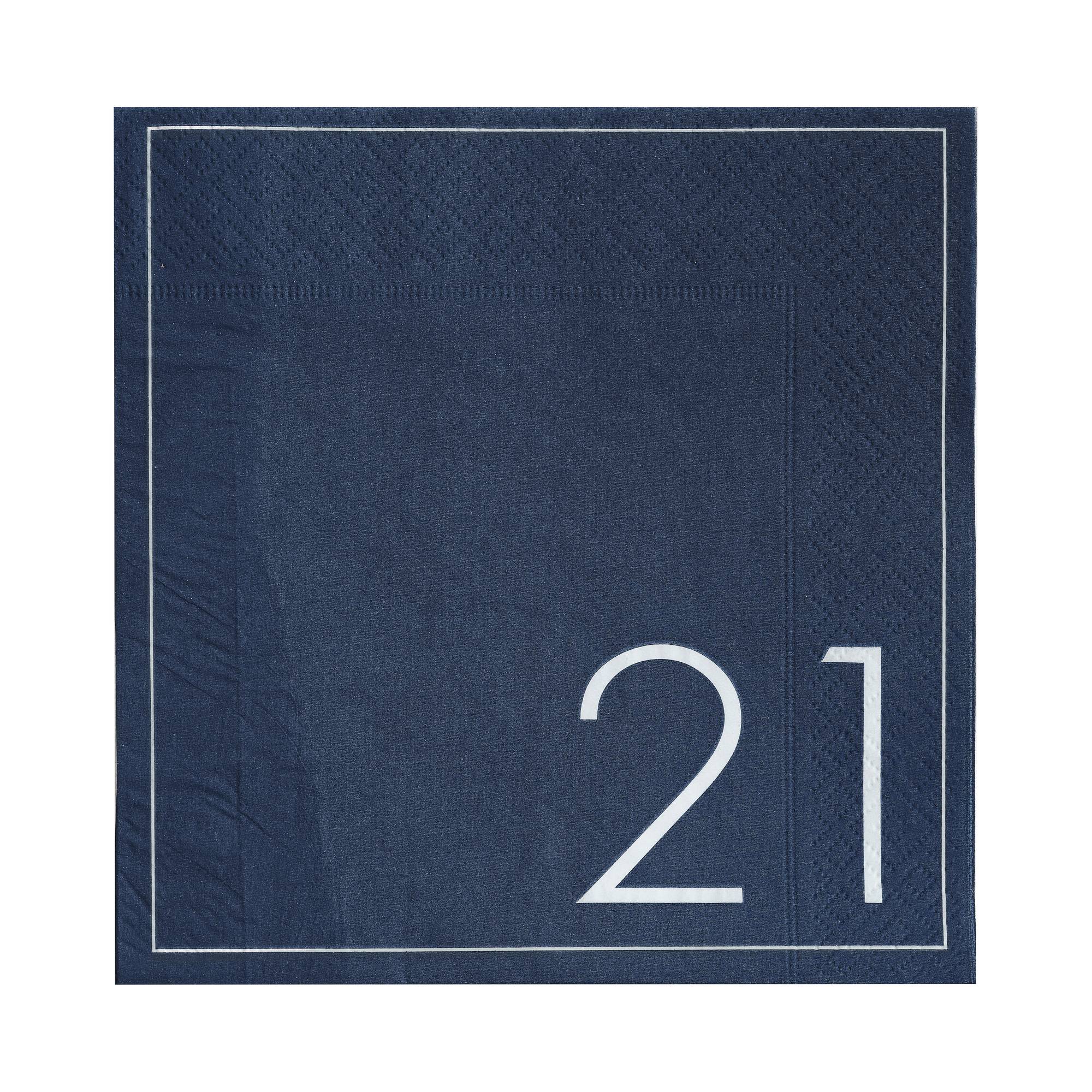 Ginger Ray Navy 21st Birthday Napkins 16 Pack Hobbycraft