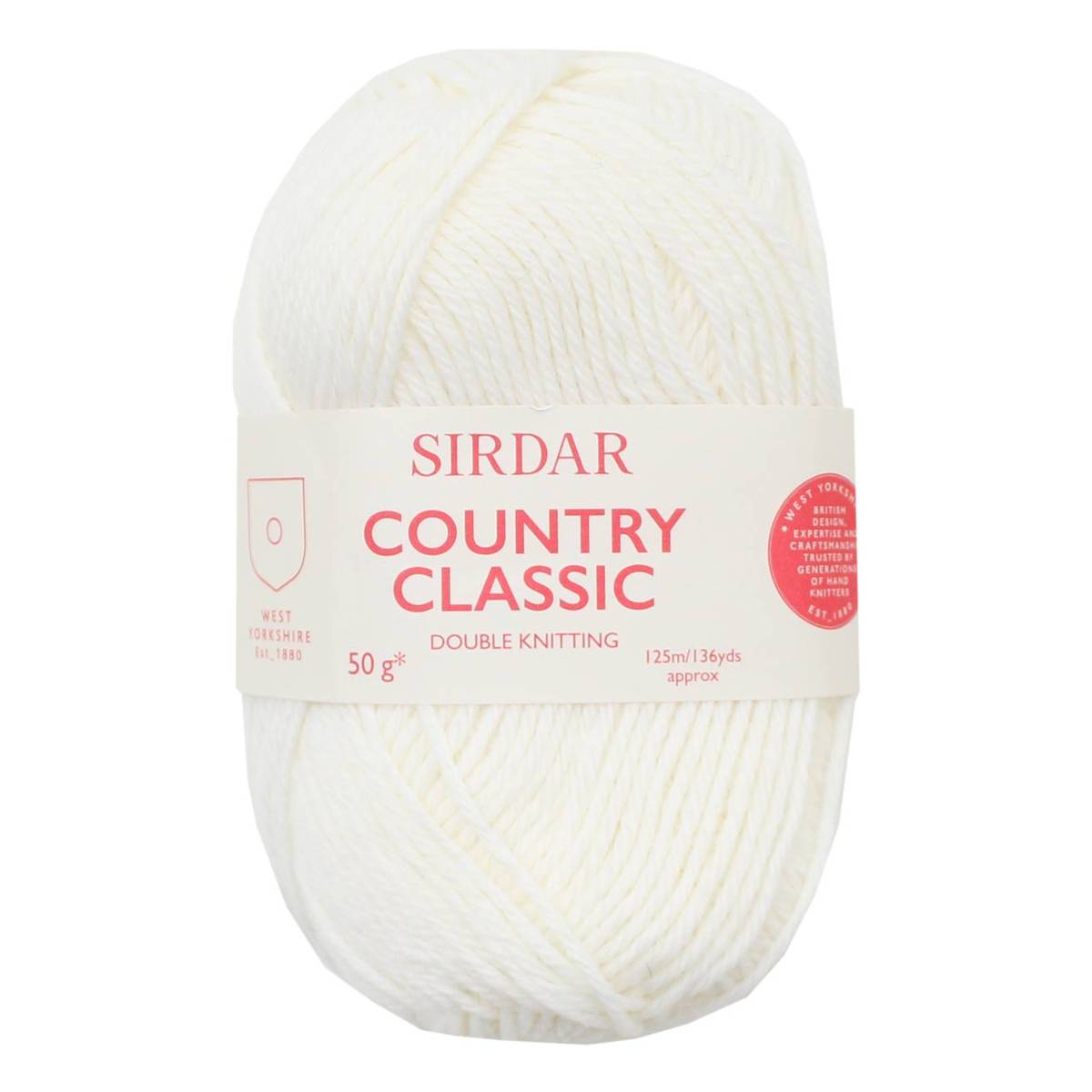 Sirdar White Country Classic DK Yarn 50g Hobbycraft