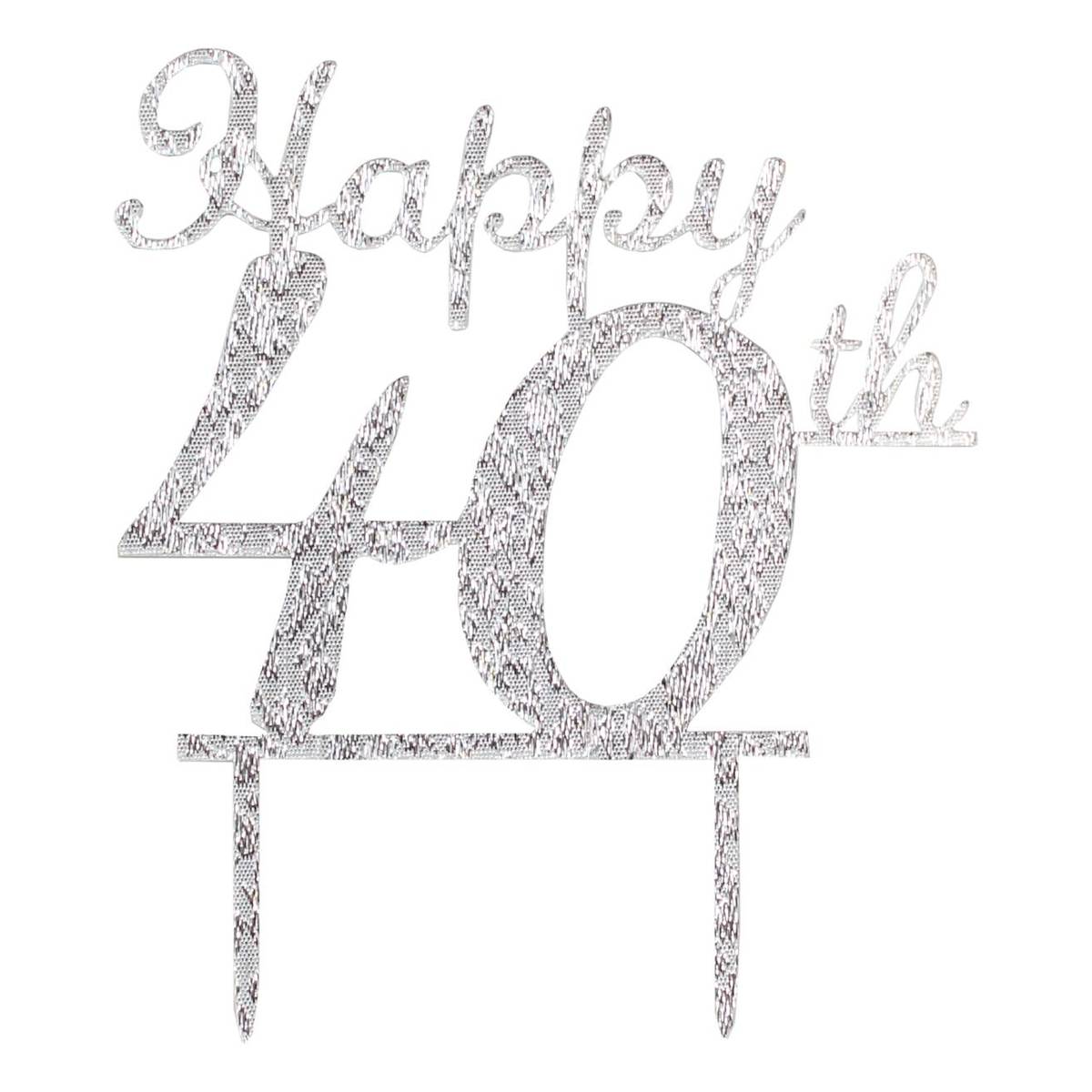 Silver Happy 40th Cake Topper Hobbycraft