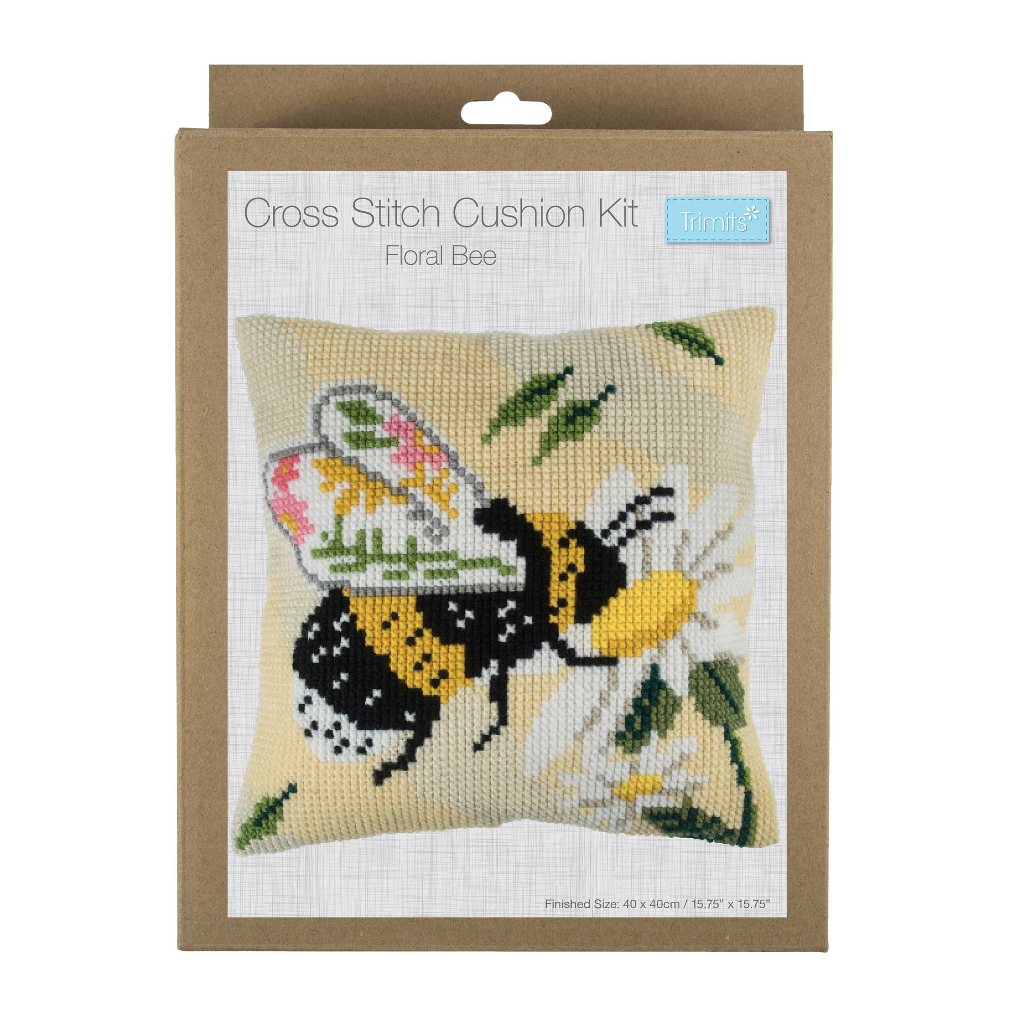 Trimits Bee Cross Stitch Cushion Kit 40cm x 40cm Hobbycraft