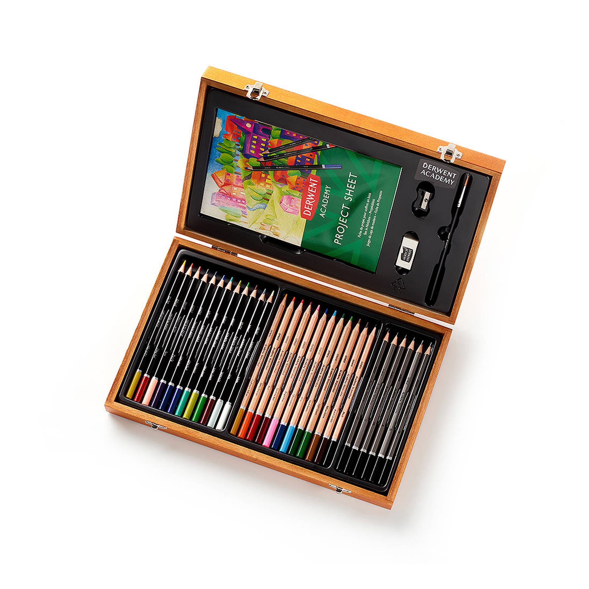 Derwent Academy Art Pencils Wooden Box Set Hobbycraft