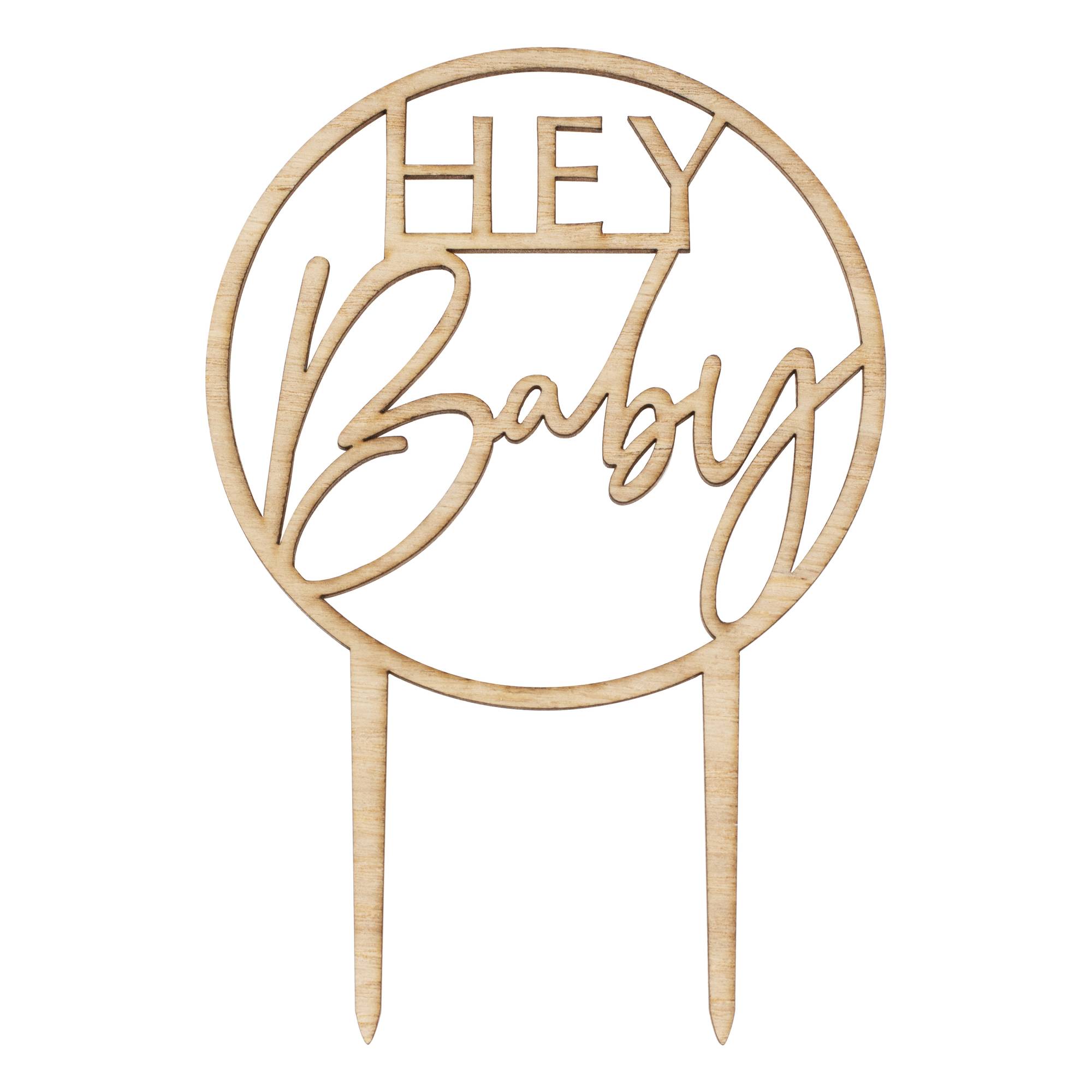 Ginger Ray Hey Baby Wooden Cake Topper Hobbycraft