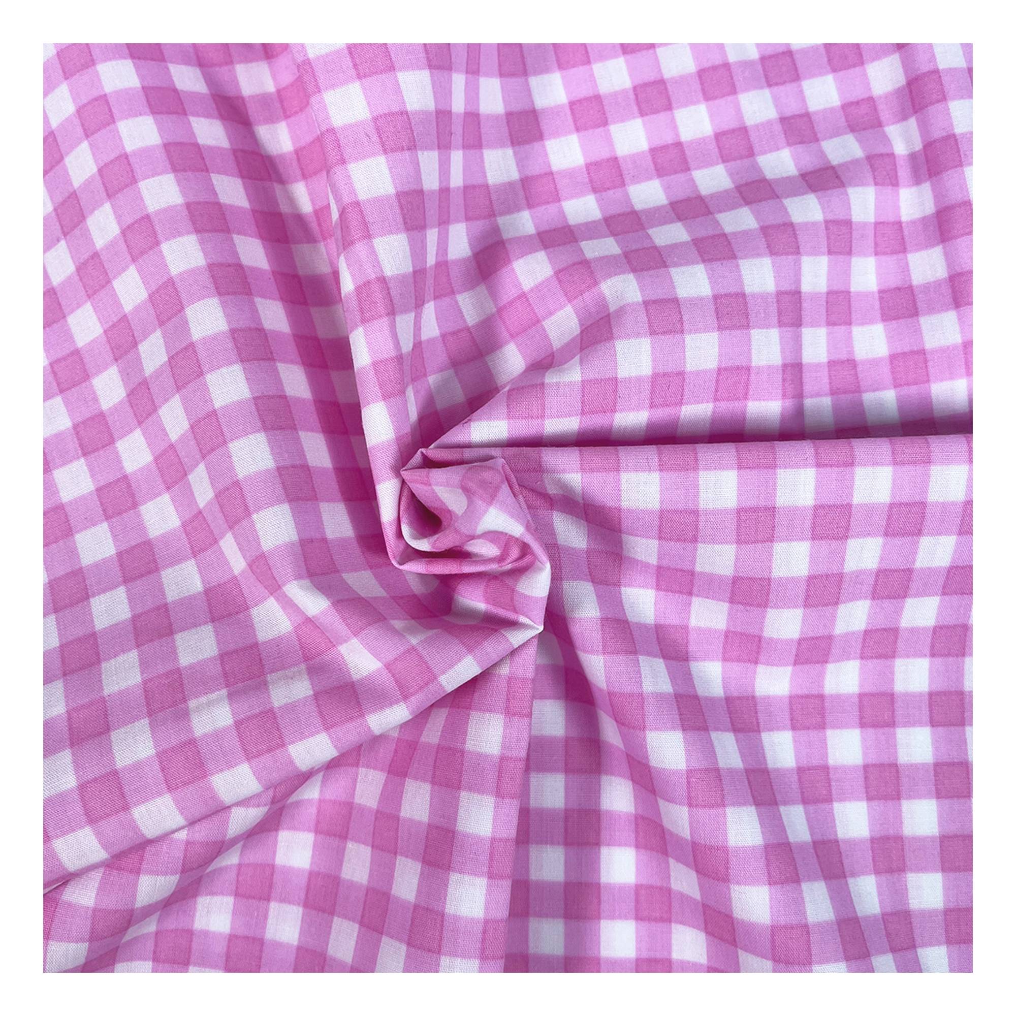 Pink Gingham Polycotton Fabric by the Metre