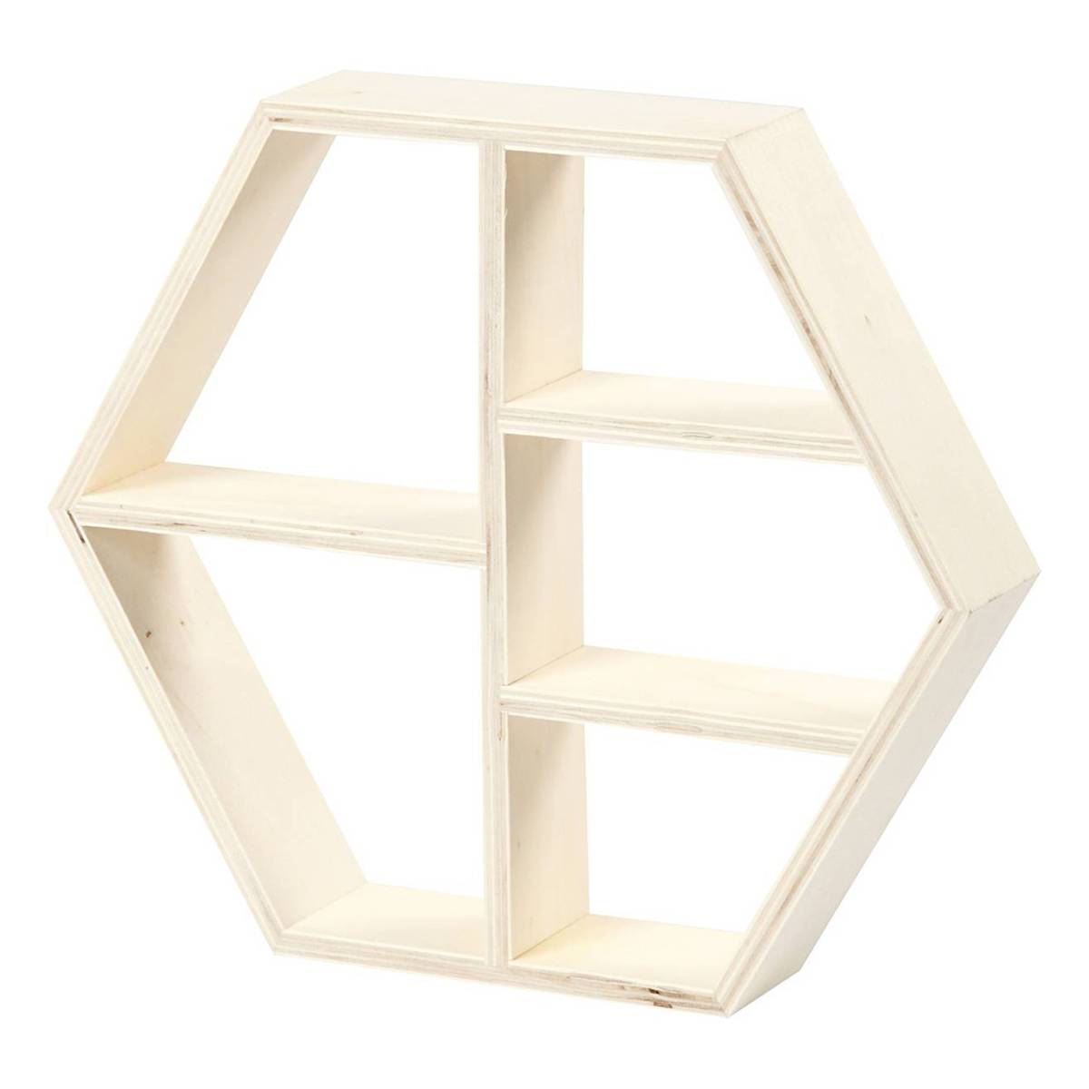 Hexagon Wooden Shelf 28.5cm x 25cm Hobbycraft