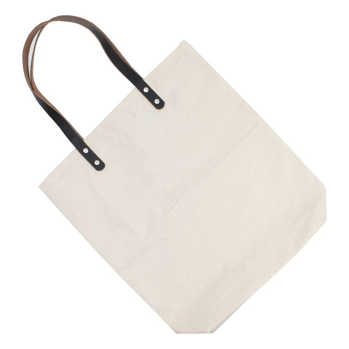 Natural Canvas Tote Bag with Leather Strap 42x38cm