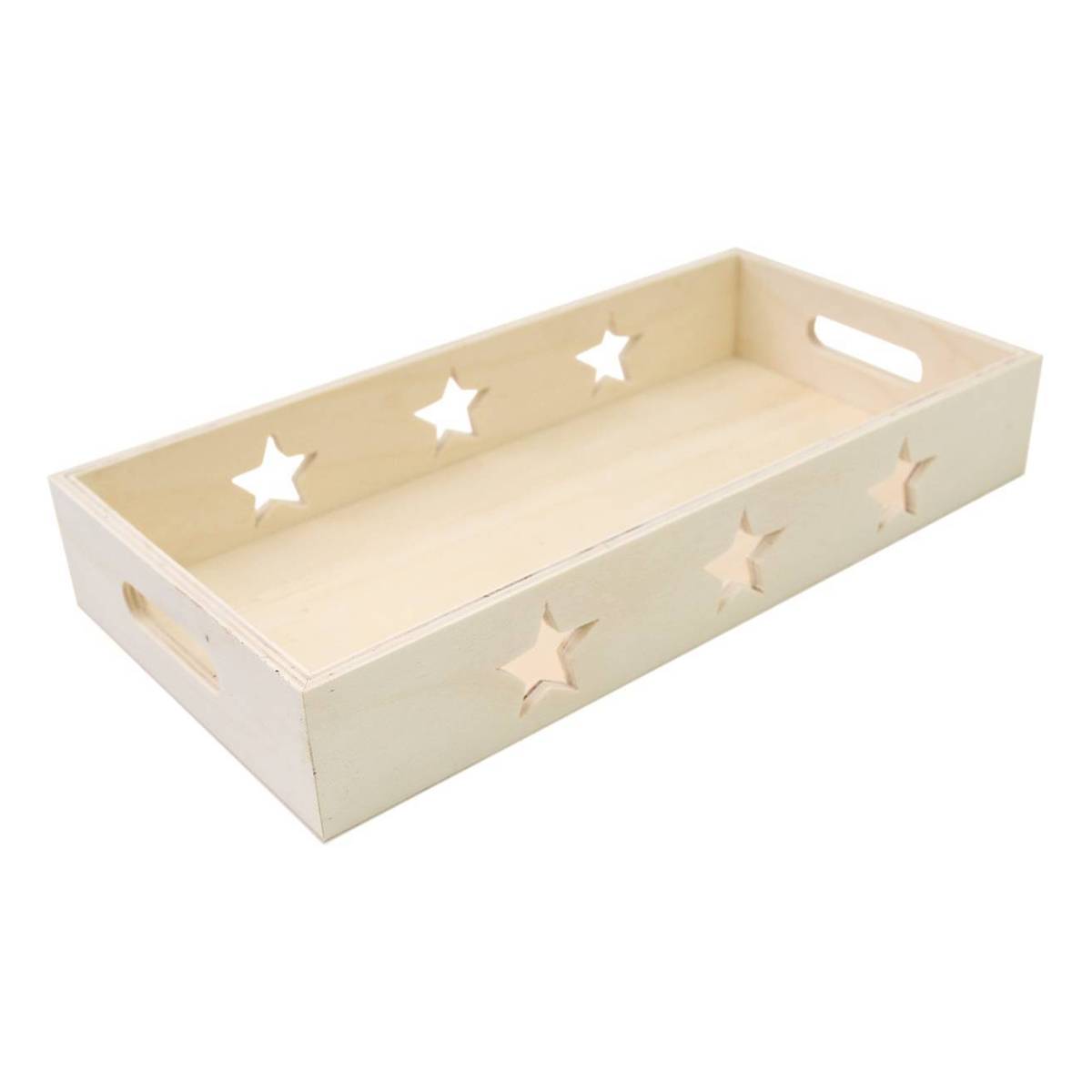 Star CutOut Wooden Box Tray 32cm x 16cm x 5cm Hobbycraft