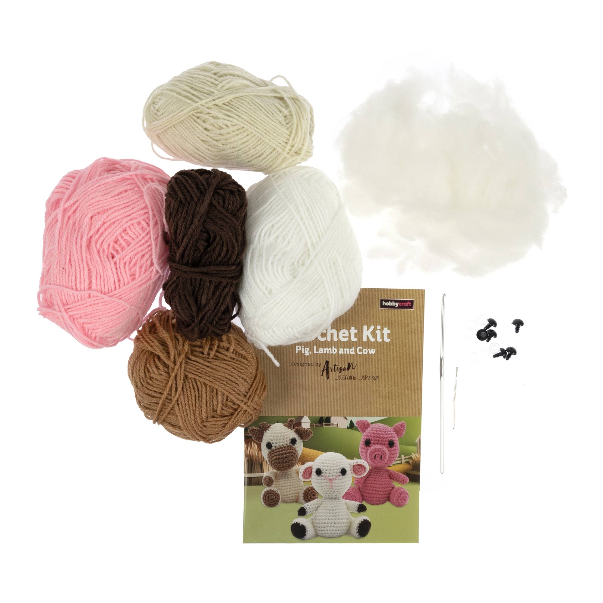 Artisan Pig, Lamb and Cow Crochet Kit 3 Pack