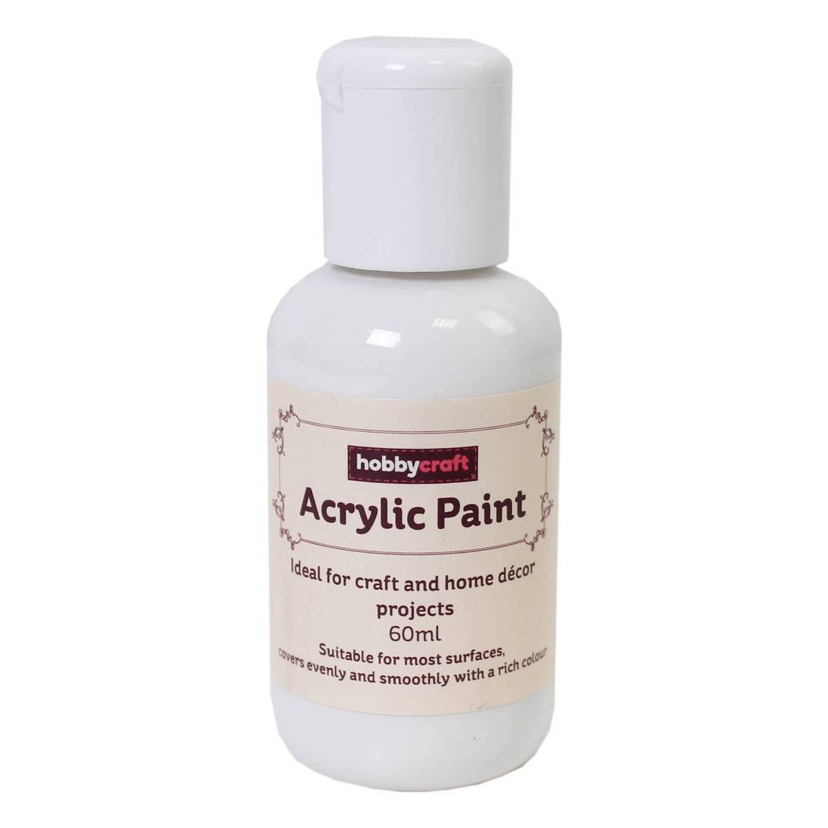 White Home Craft Acrylic Paint 60ml Hobbycraft