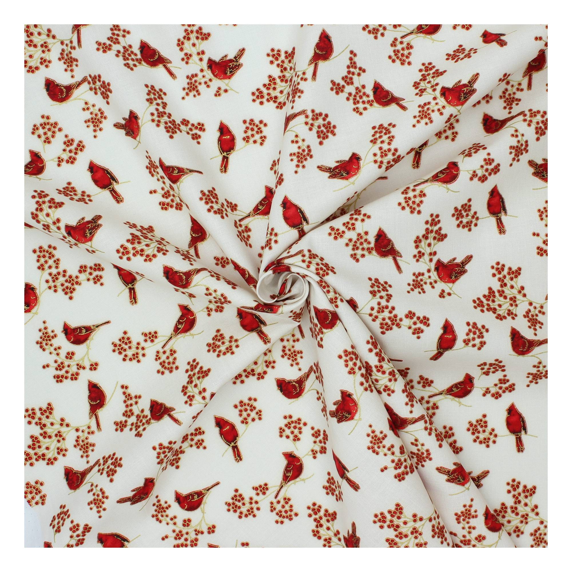 Robert Kaufman Ivory Bird Cotton Fabric by the Metre Hobbycraft