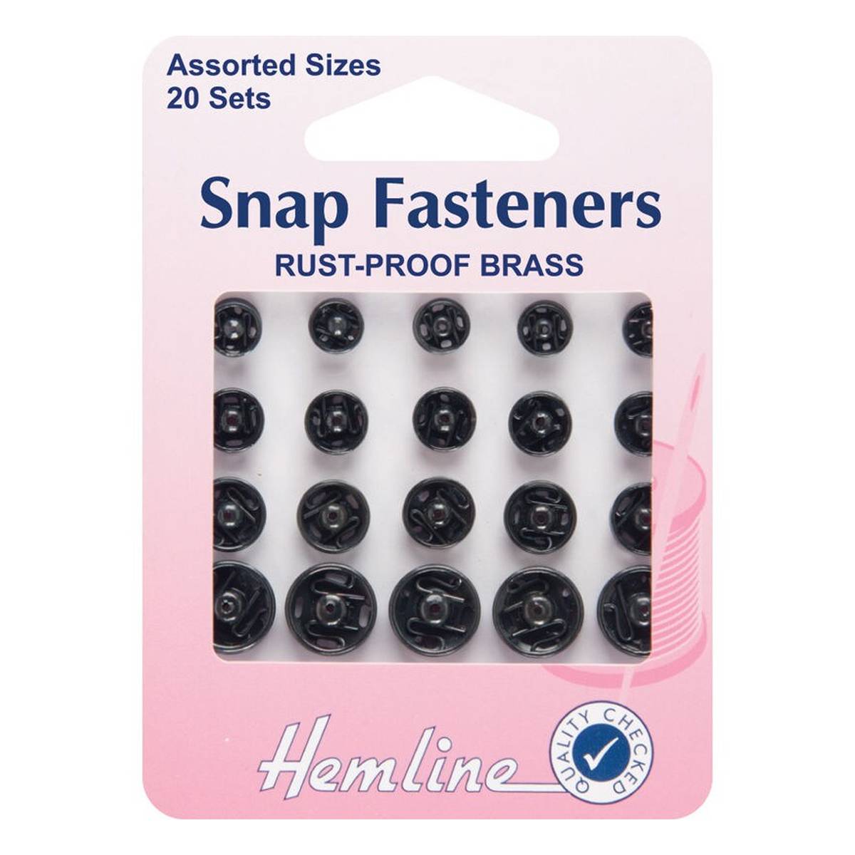 Hemline Assorted Black Snap Fasteners 20 Pack
