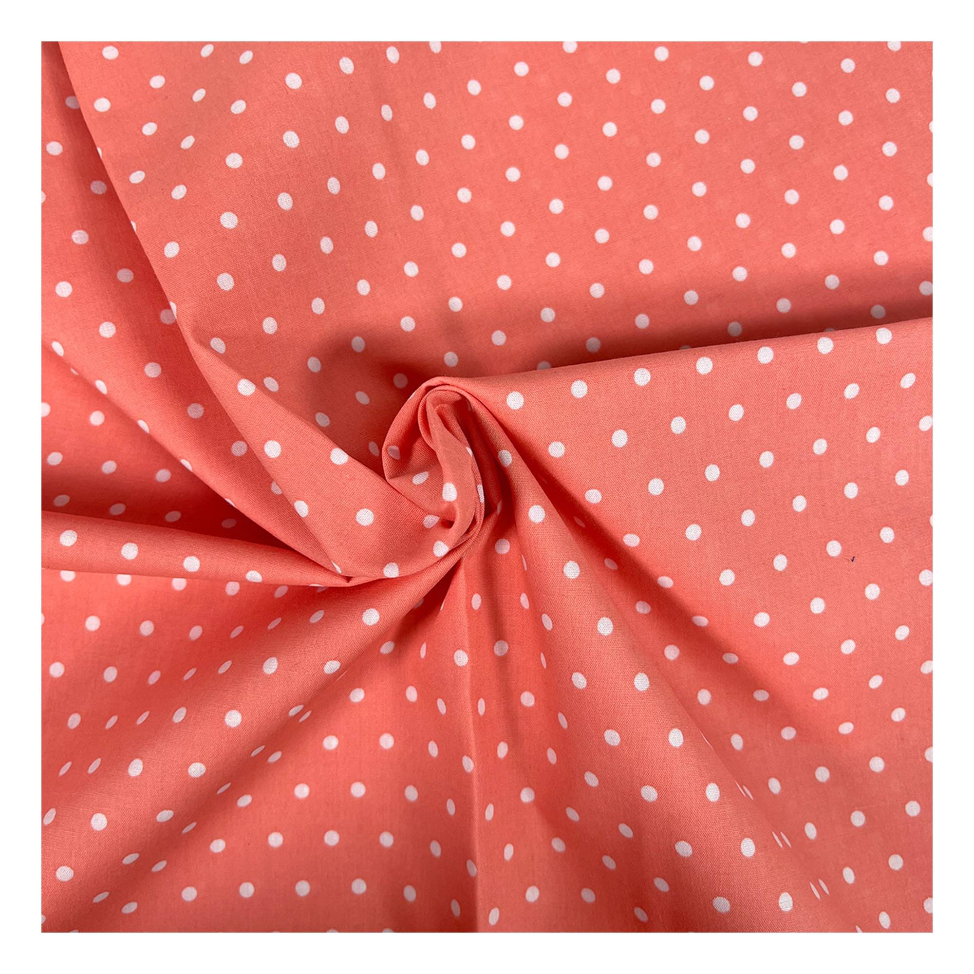 Peach Simple Polka Polycotton Fabric by the Metre