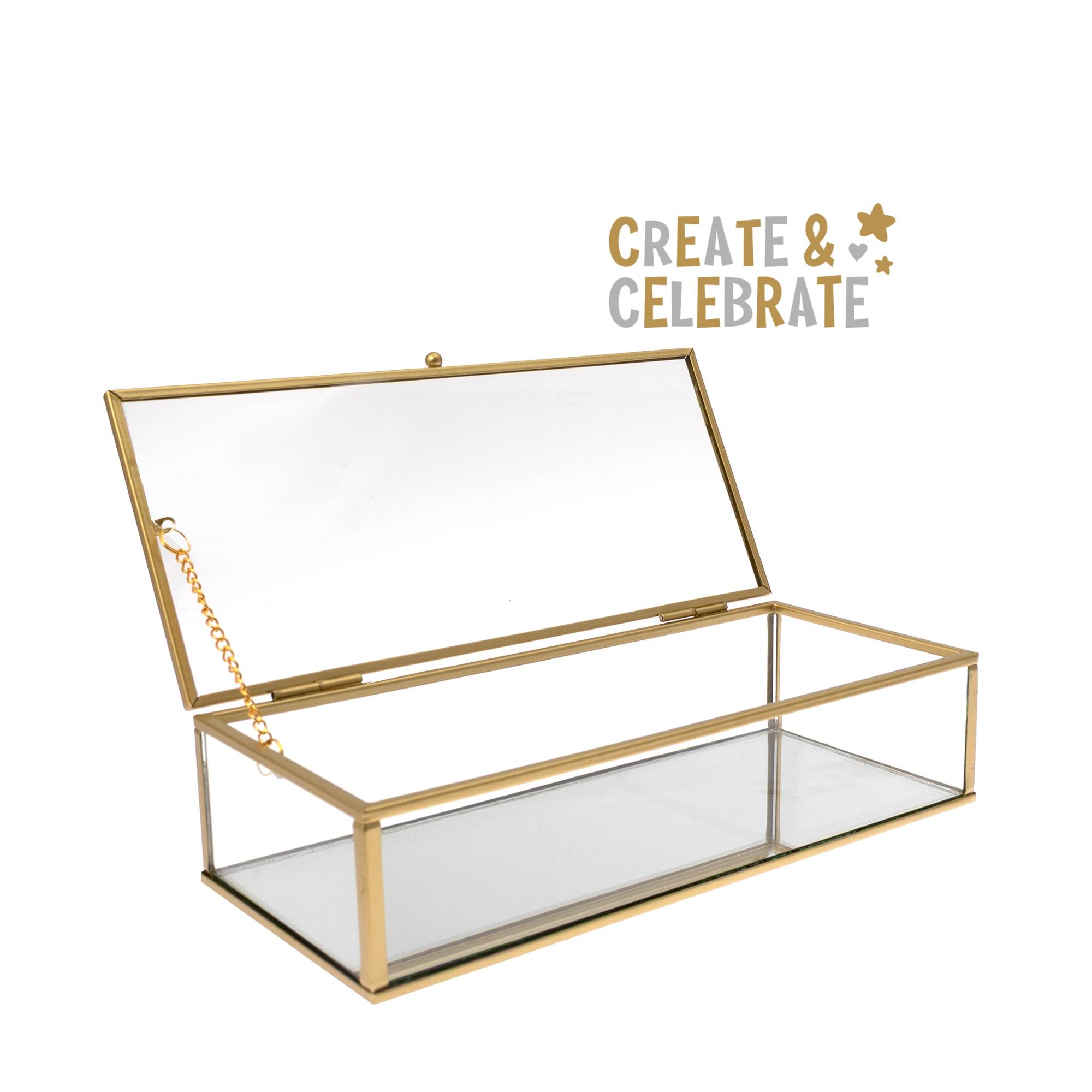 Create & Celebrate Gold Framed Glass Box 23cm x 10cm | Hobbycraft