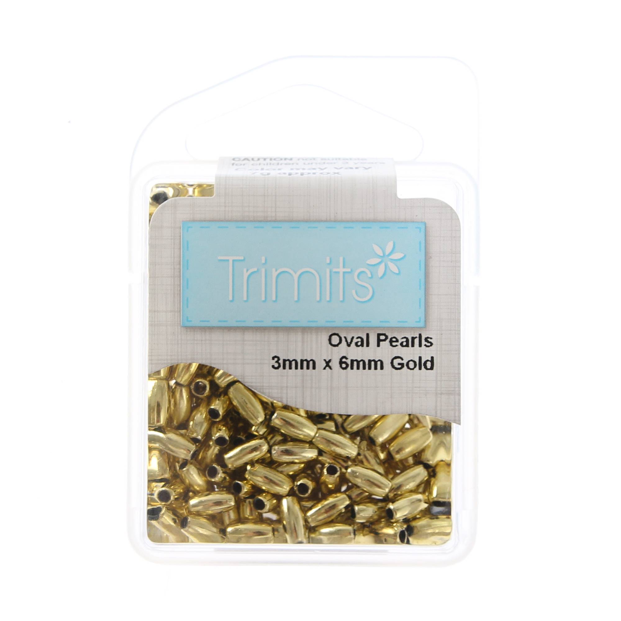 Craft Factory Gold Oval Pearl Beads 3 x 6mm 7g Hobbycraft
