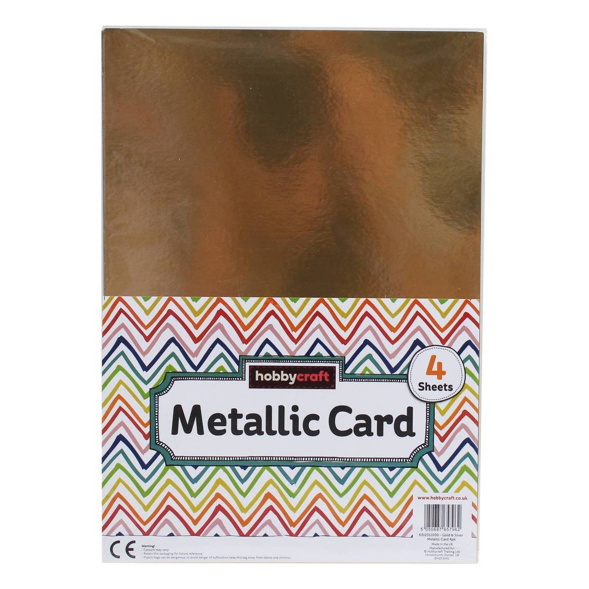 Gold and Silver Metallic Card A4 4 Pack