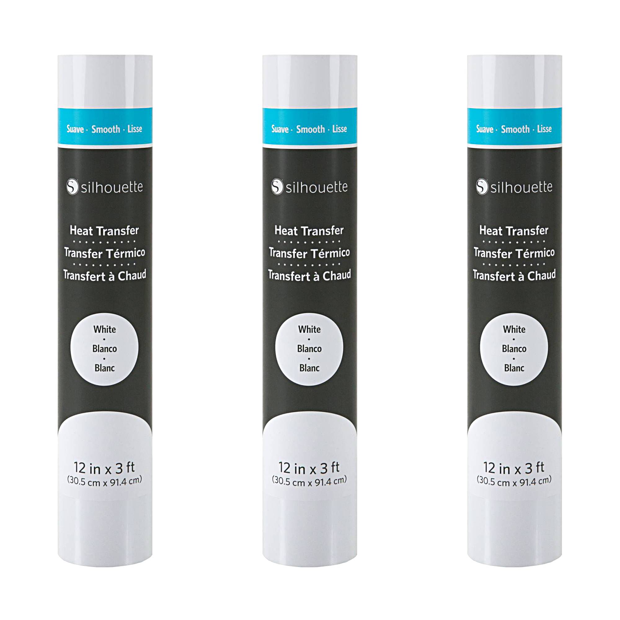 Silhouette White Heat Transfer Vinyl 12 x 36 Inches 3 Pack Bundle