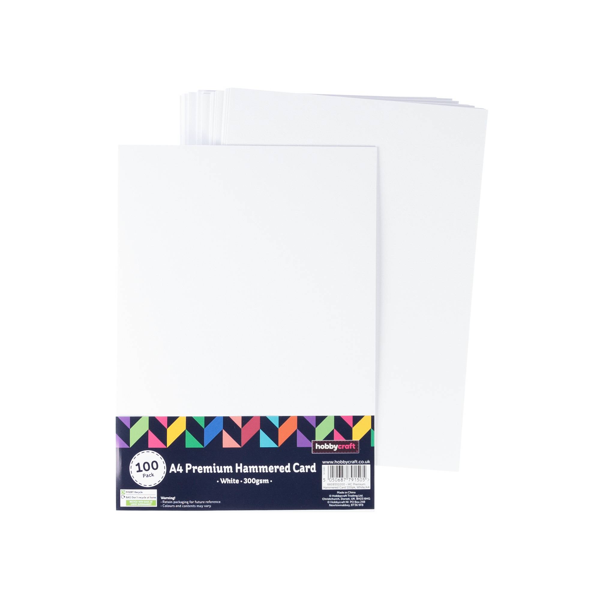 White Premium Hammered Card A4 100 Pack Hobbycraft
