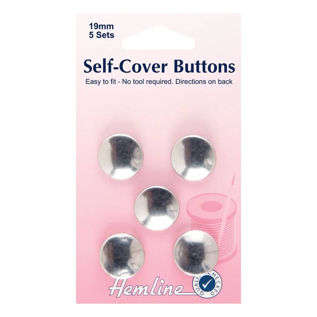 Hemline Self Cover Buttons Plastic 38mm Pack of 2 