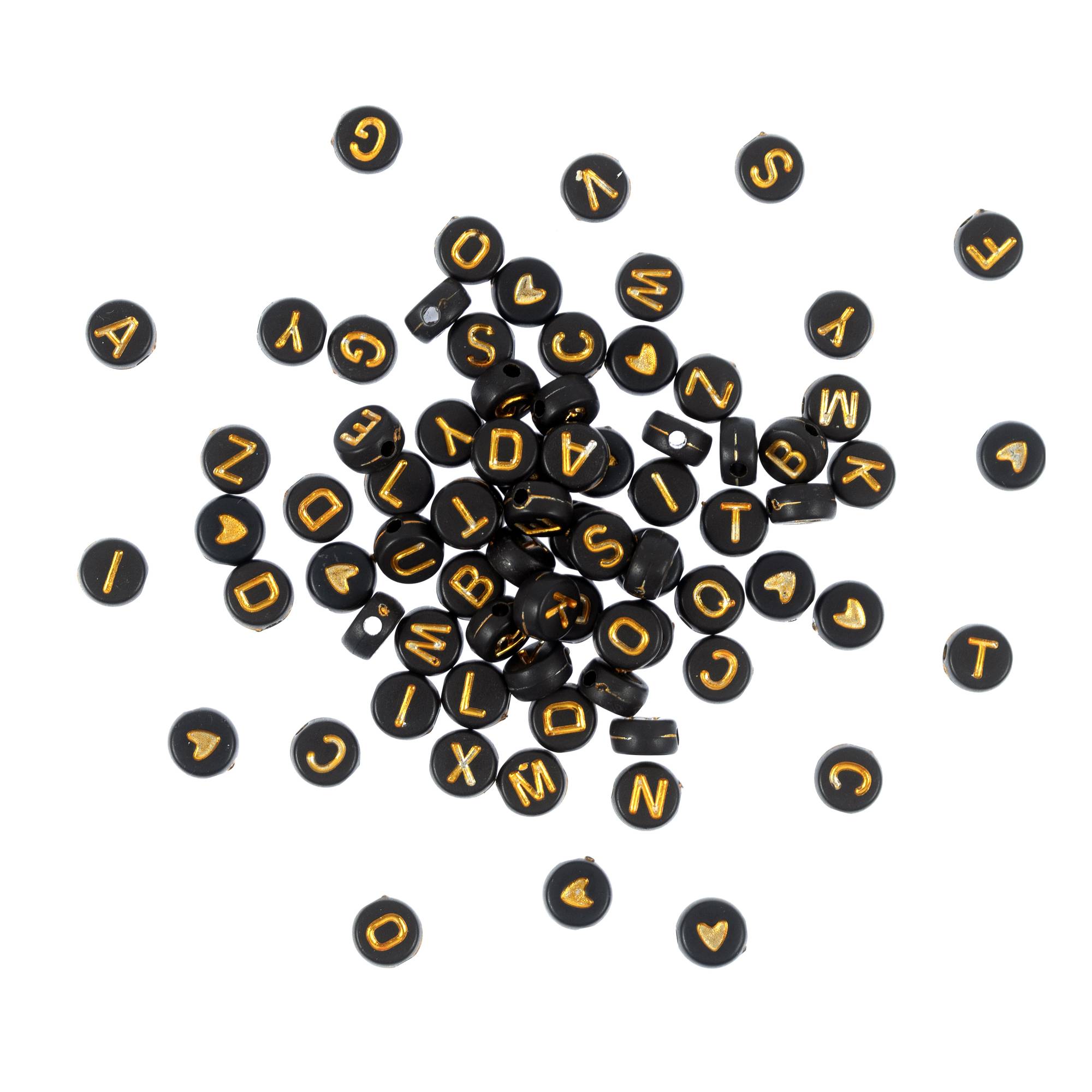 Gold Letter Black Alphabet Beads 40g Hobbycraft