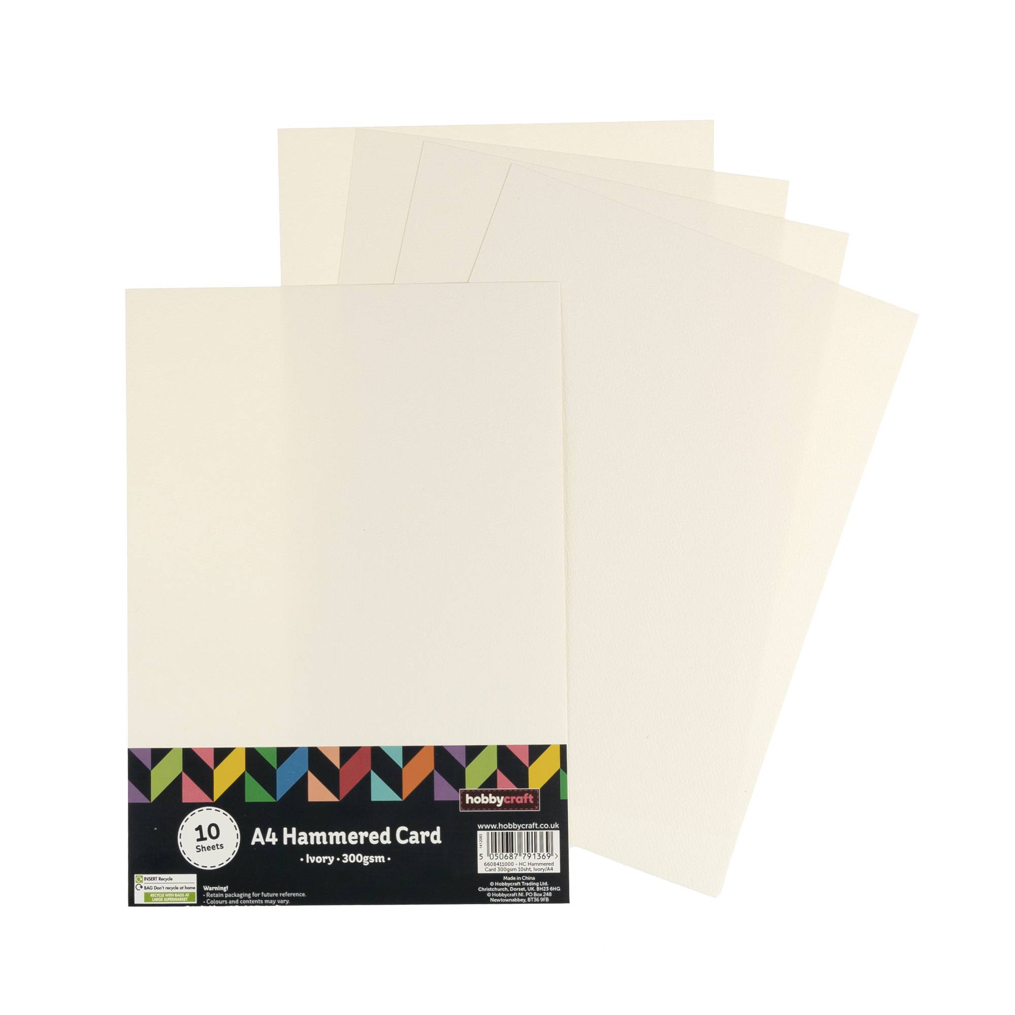Ivory Hammered Card A4 10 Pack Hobbycraft