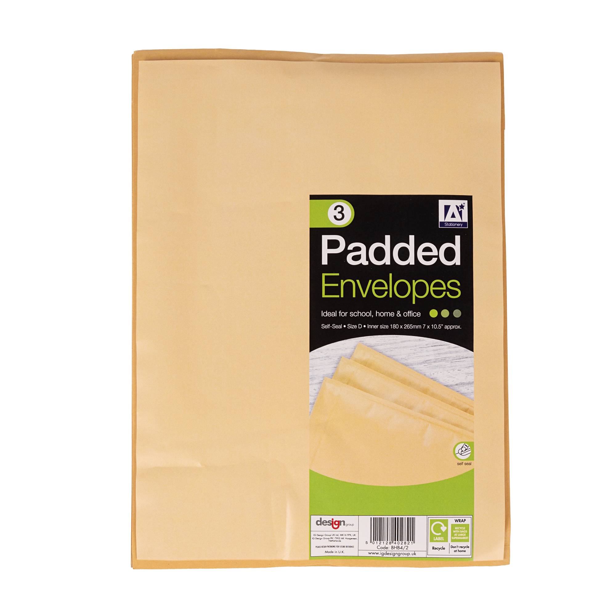 Brown Padded Envelopes 18cm x 26.5cm 3 Pack Hobbycraft