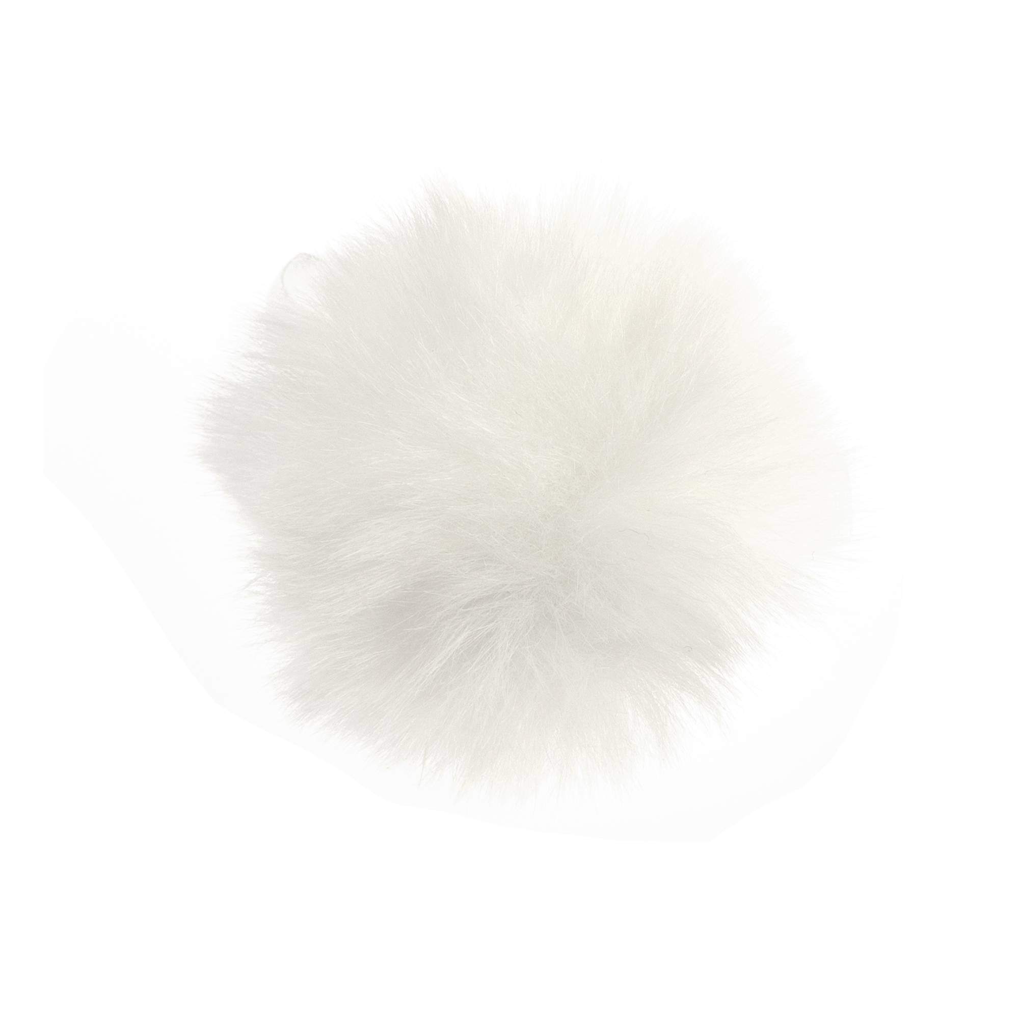 White Faux Fur Pom Pom 6cm Hobbycraft