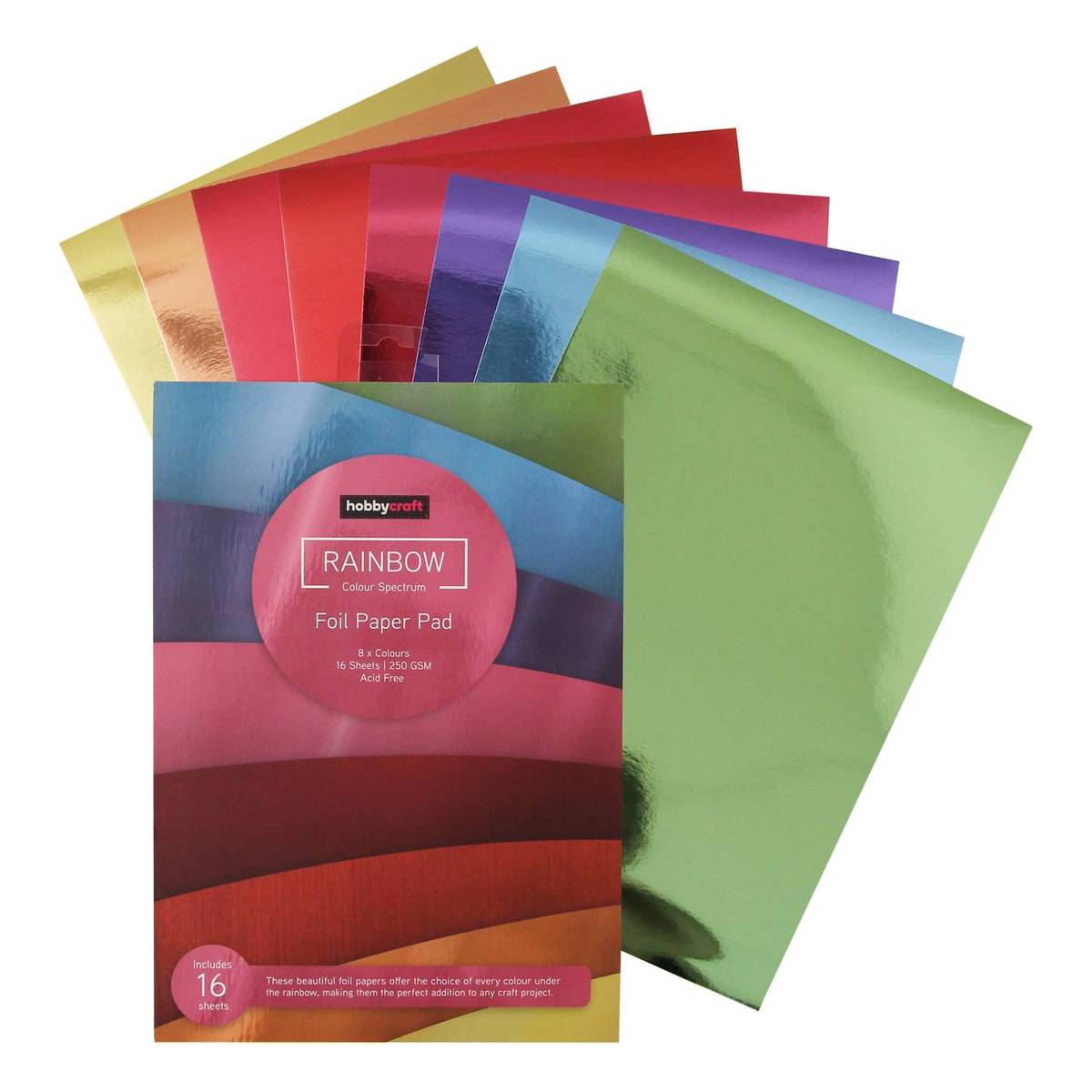 Rainbow Foil Paper Pad A4 16 Sheets Hobbycraft