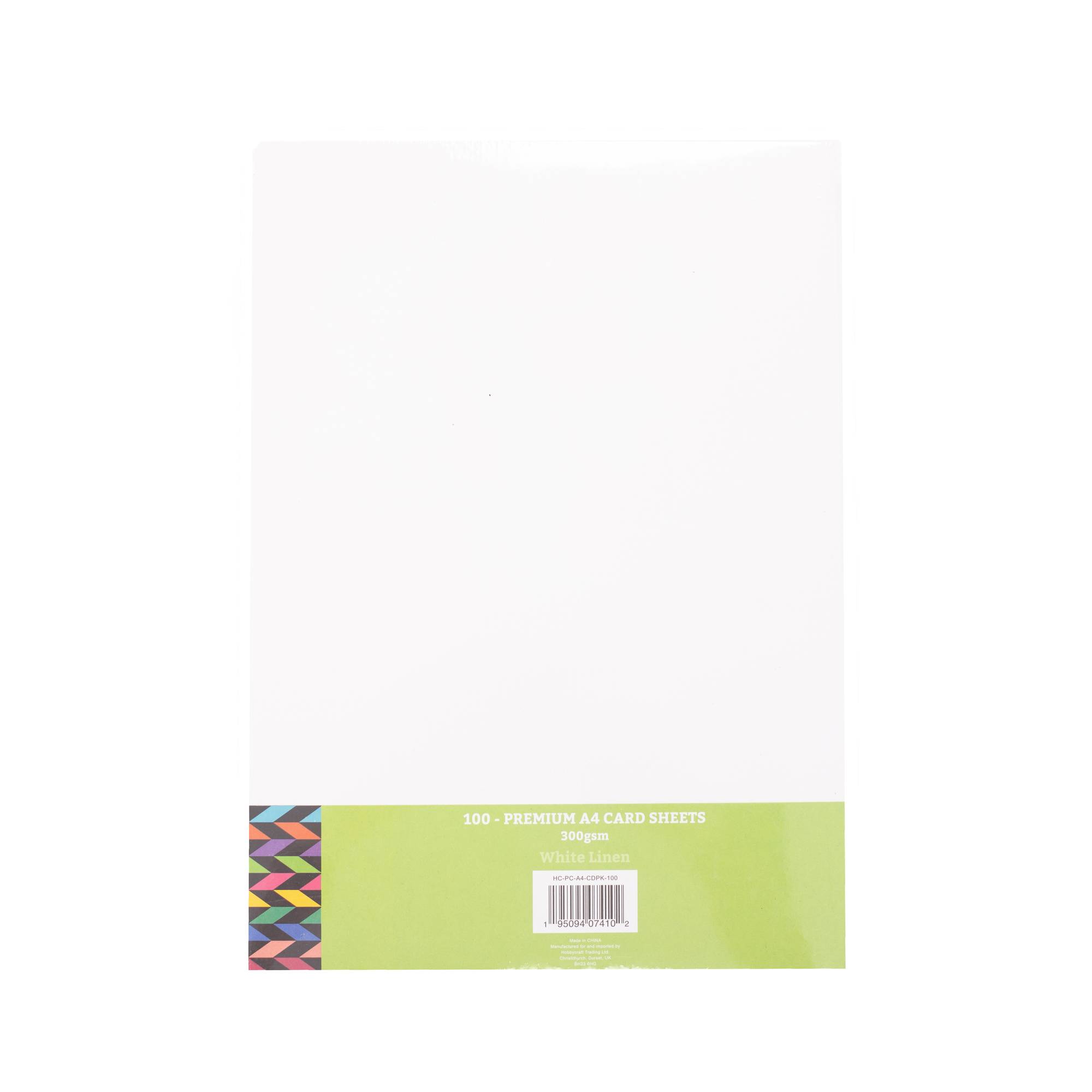 White Premium Linen Card Sheets A4 100 Pack Hobbycraft