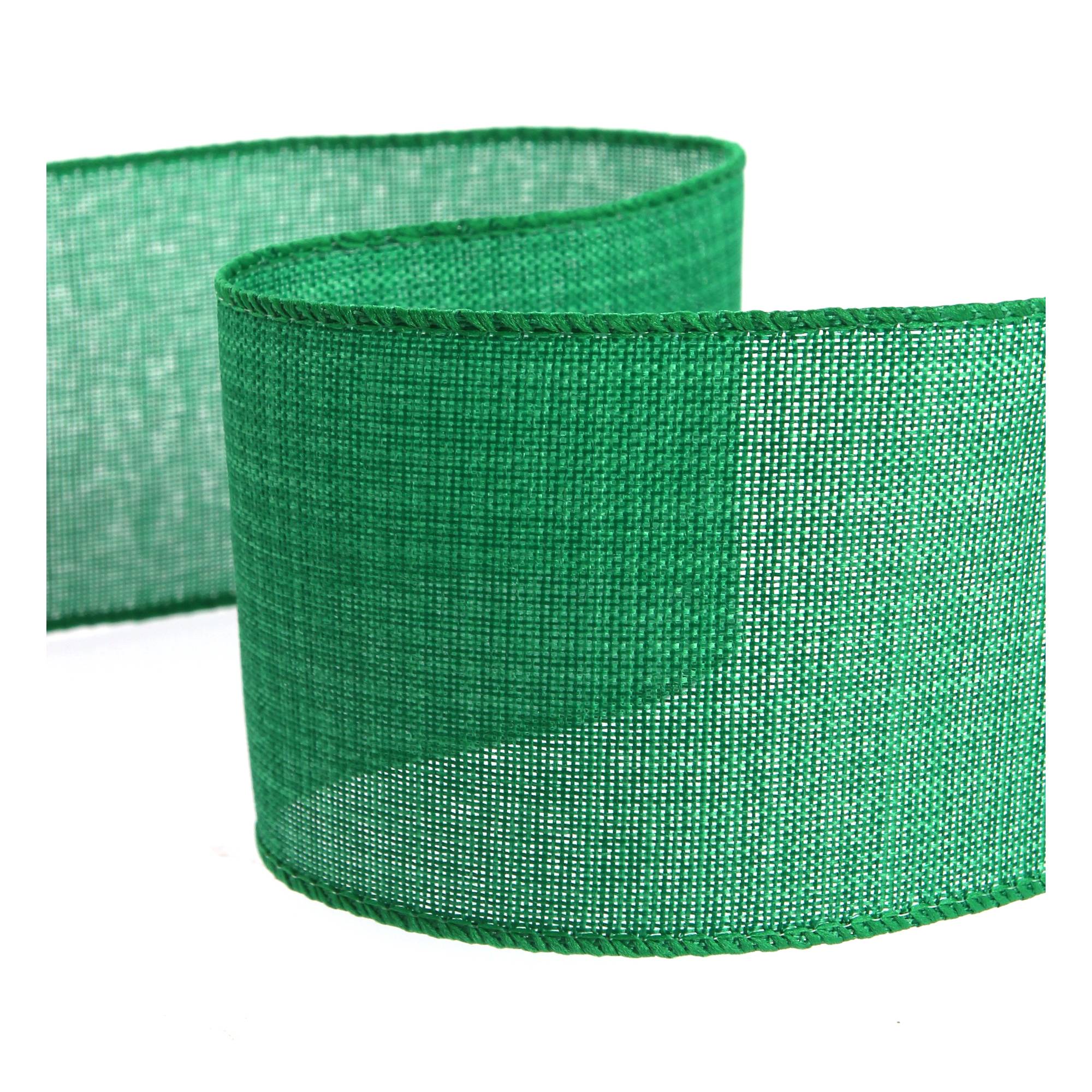 Green Wire Edge Ribbon 63mm x 3m Hobbycraft