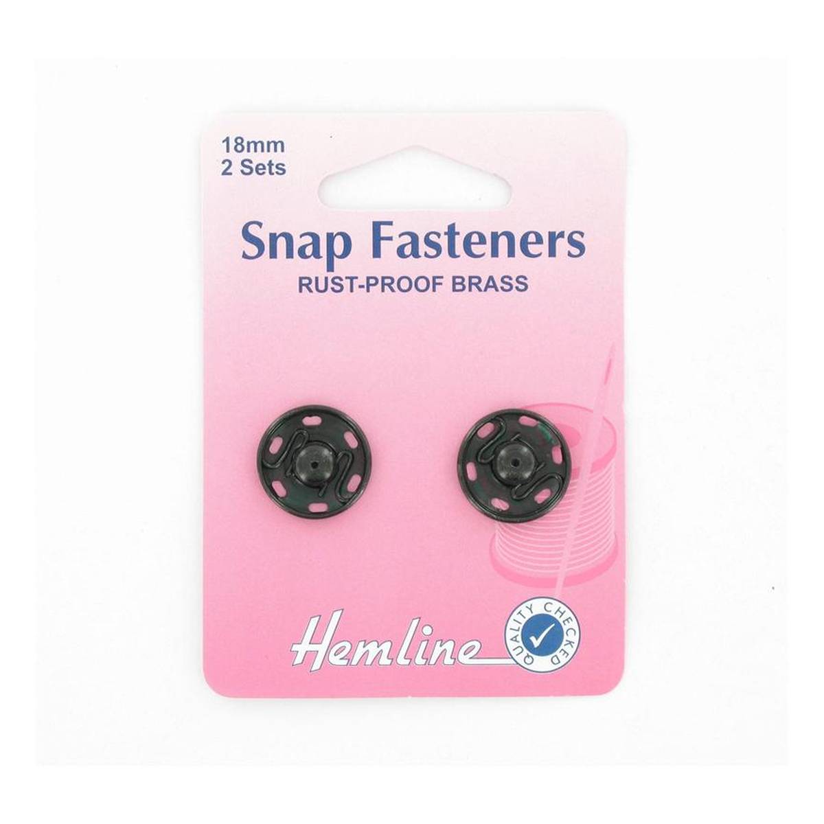 Hemline Black Snap Fasteners 18mm 2 Pack Hobbycraft
