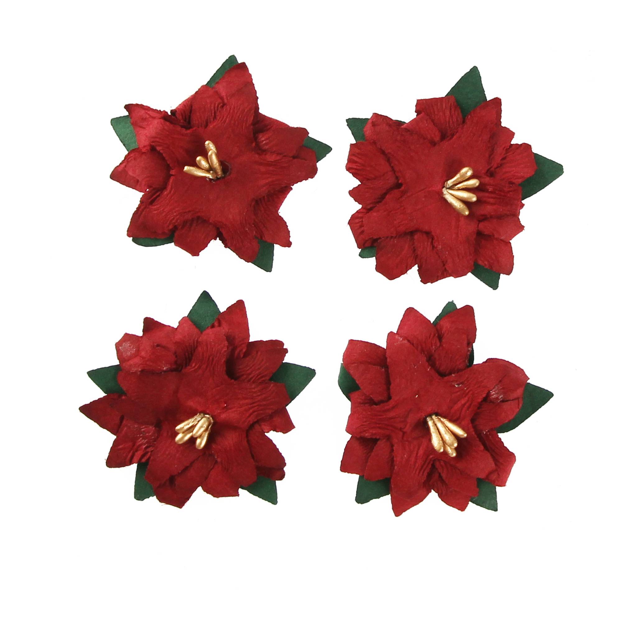 Red Poinsettia Paper Toppers 4 Pack | Hobbycraft