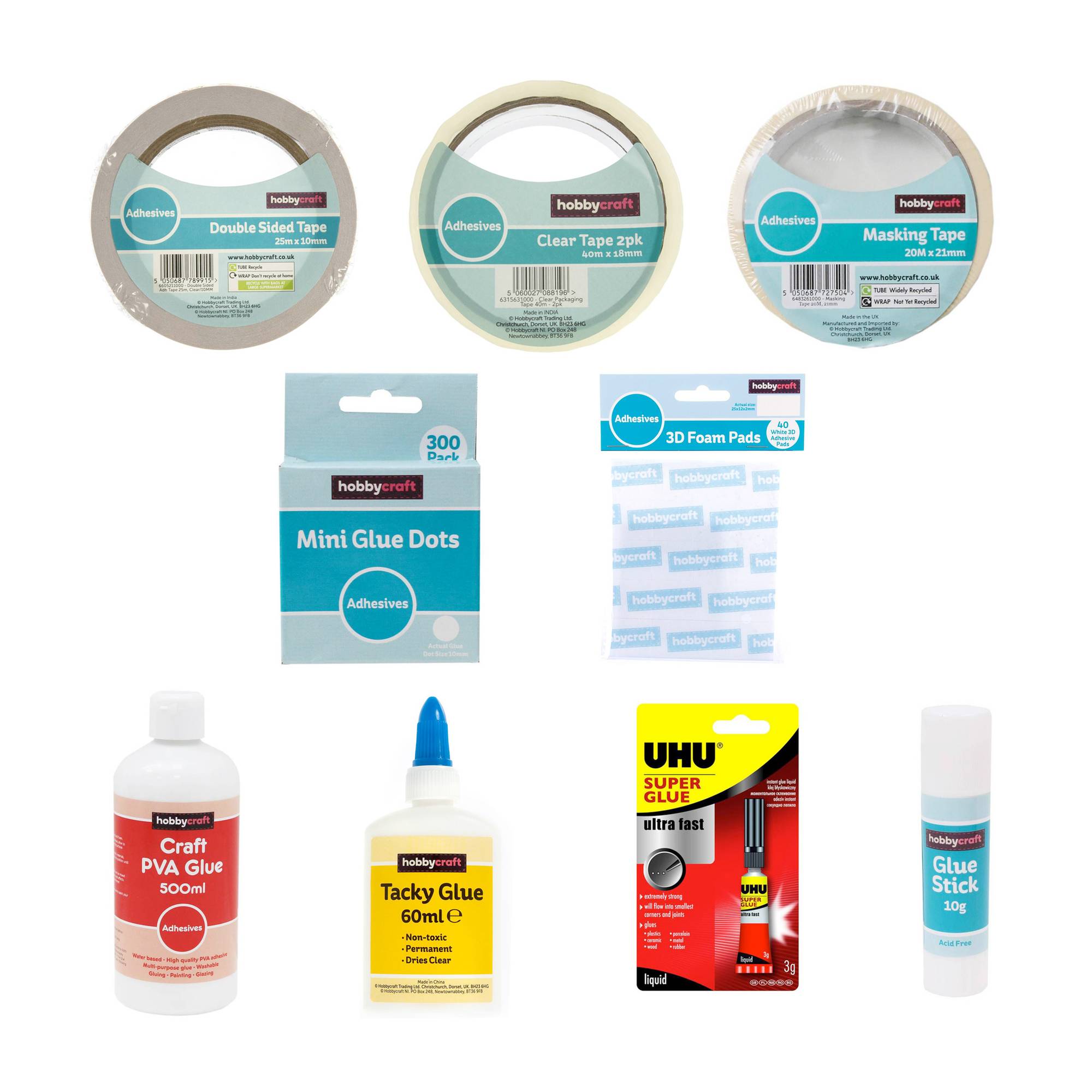 Adhesives Starter Pack 9Piece Bundle Hobbycraft